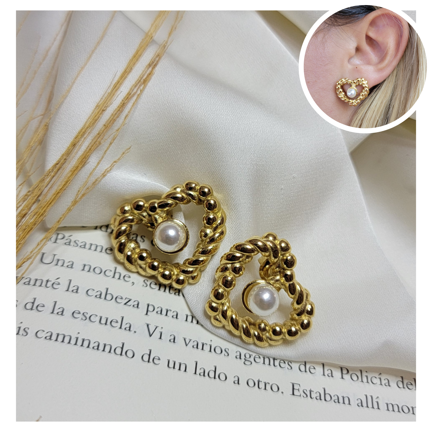 Pearl Heart Earrings