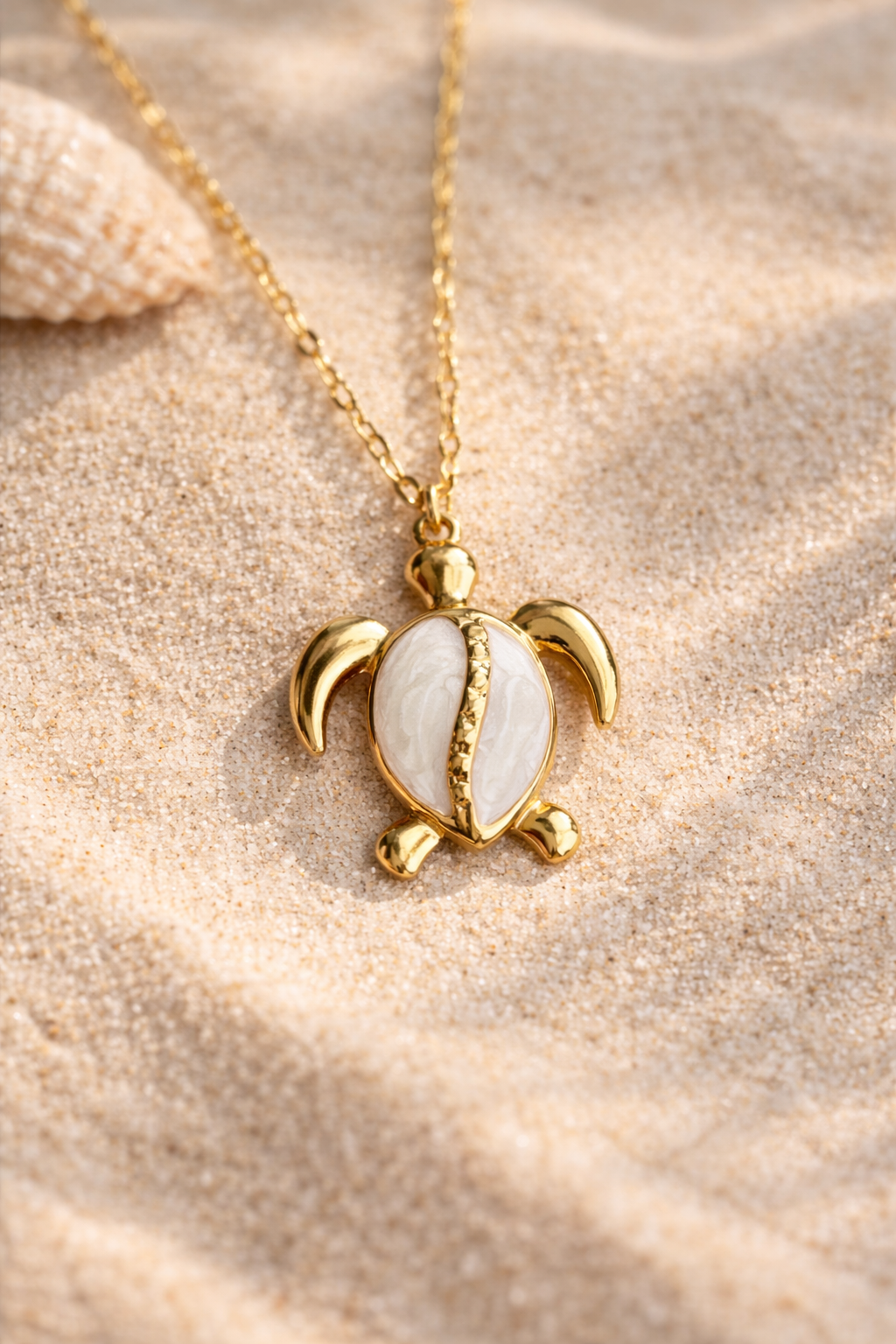 Golden Sea Turtle Pendant Necklace