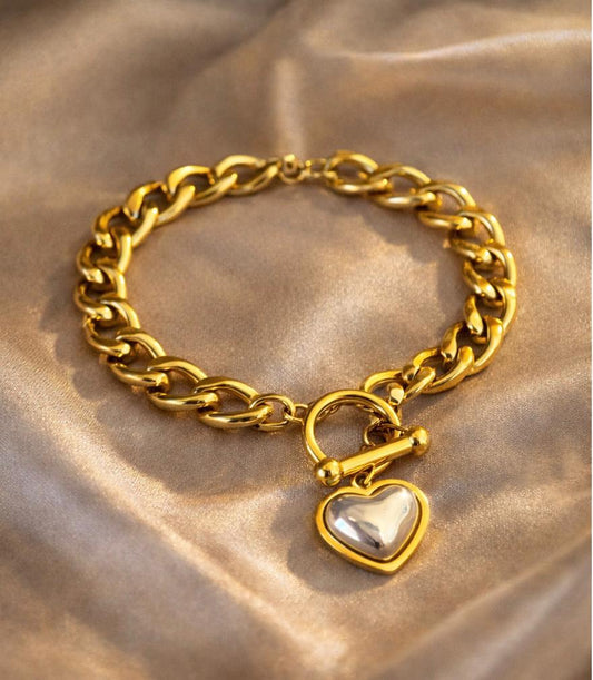 Luxe Heart Toggle Chain Bracelet