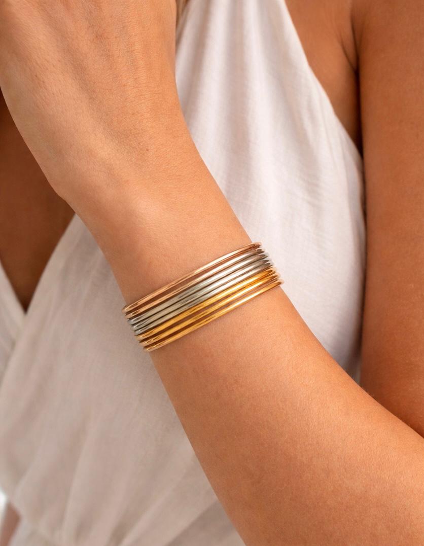 Tri-Tone Stainless Steel Bangle